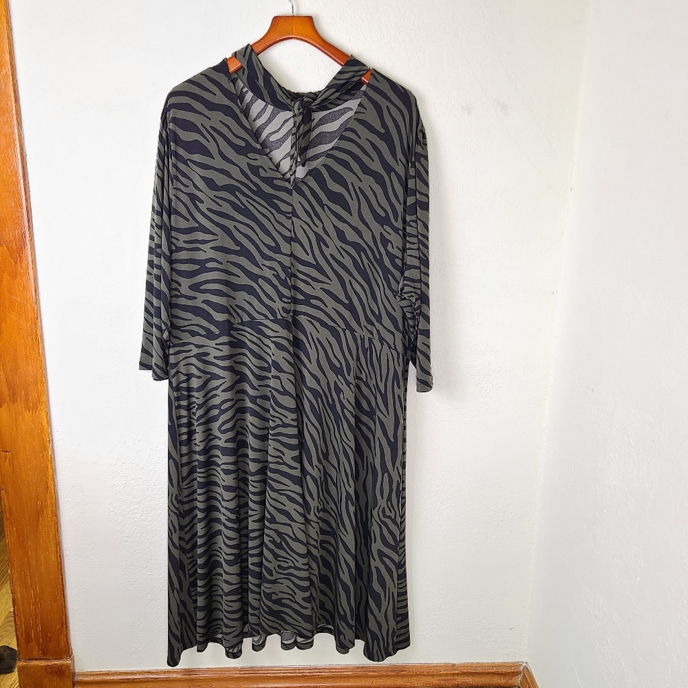 ELOQUII Elements Zebra Print Fit and Flare Dress - Picture 7 of 15